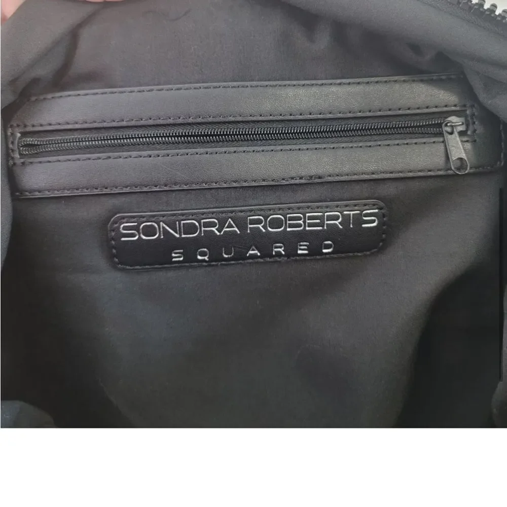 Sondra Roberts squared black rainbow puffer tote bag